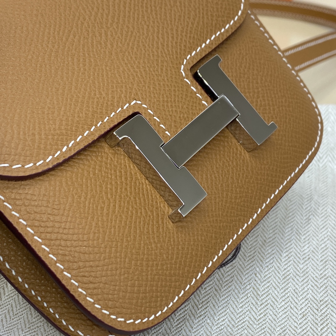 Hermes Constance Slim Wallet Belt Bag In Brown Epsom Leather